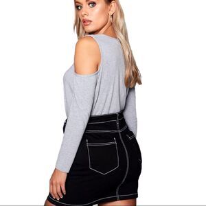 TOPSHOP Cold Shoulder Long Sleeve Top